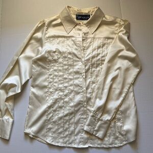 Susan Graver Beautiful Ivory Satin Blouse